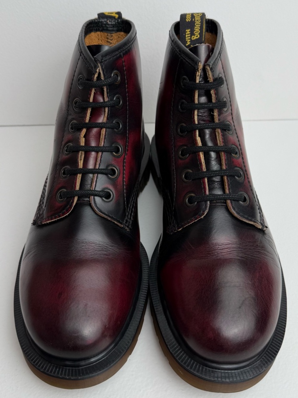 Vintage Doc Martens England Oxblood Red Black 101 MIE Rub Off Boots UK 4 - Picture 2 of 15
